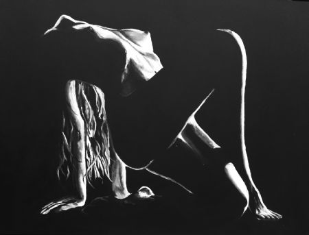 Akryl maleri Kvinde i natten af Vibeke Findshøj malet i 2019
