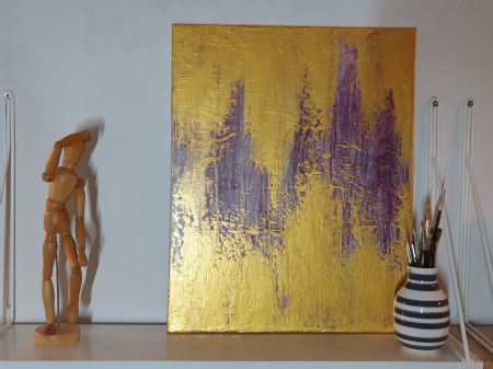 Akryl maleri Golden fall af KL art malet i 2020