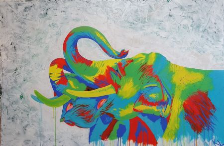 Akryl maleri Elefanter af KL art malet i 2020