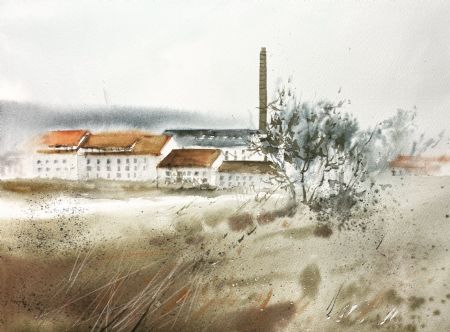 Akvarel maleri Danmark af Eugenia Melamud malet i 2021