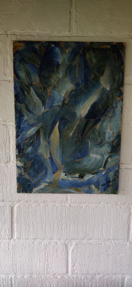 Olie maleri Bølger af Olga Goldabina malet i 2013