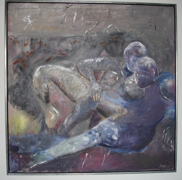Akryl maleri mand og kvinde af Gallerinavn ikke oplyst malet i 2003