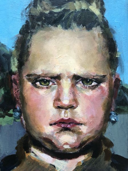 Akryl maleri pige portræt af Matilde Eriksen malet i 2020