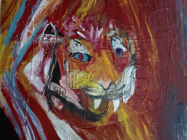 Akryl maleri Tiger af A. sass malet i 2007