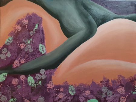 Akryl maleri Flowerbed af KL art malet i 2021