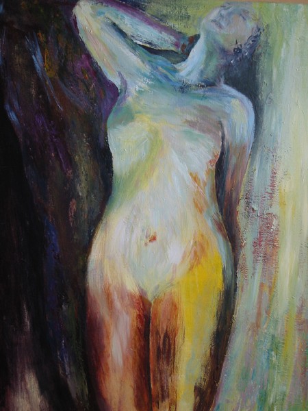 Akryl maleri nude af Mette Matz malet i 2009