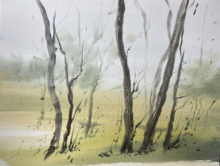 Akvarel maleri Foråret i skoven af Eugenia Melamud malet i 2021