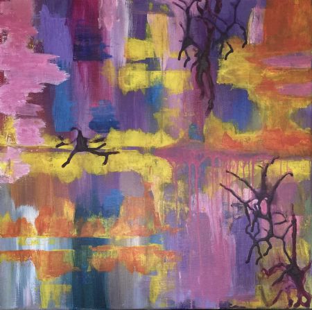 Akryl maleri Splash of Purple af Marianne Nymann Jensen malet i 2022