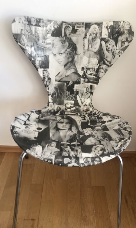 Collage maleri Brigitte Bardot af Mie Anker malet i 2020