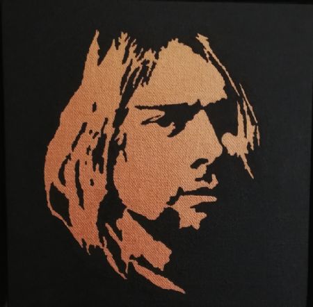 Akryl maleri Kurt Cobain af J. Hansen malet i 2017