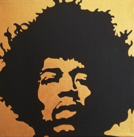 Akryl maleri Jimi Hendrix af J. Hansen malet i 2017