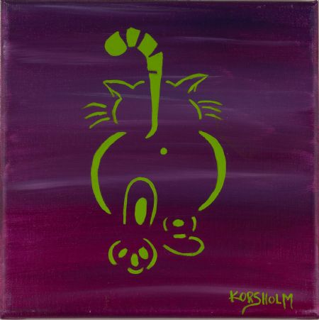 Akryl maleri Cat #1 af Art Korsholm Lene Korsholm malet i 