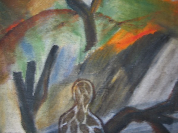 Akryl maleri ingen titel af colville malet i 1999