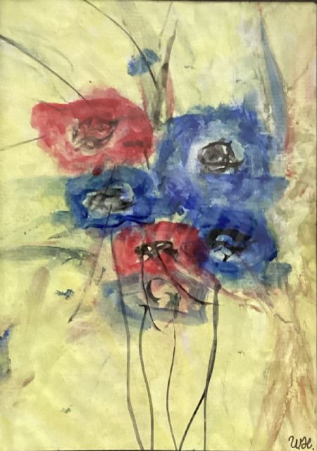 Akryl maleri Blomster af Winnie Huniche malet i 