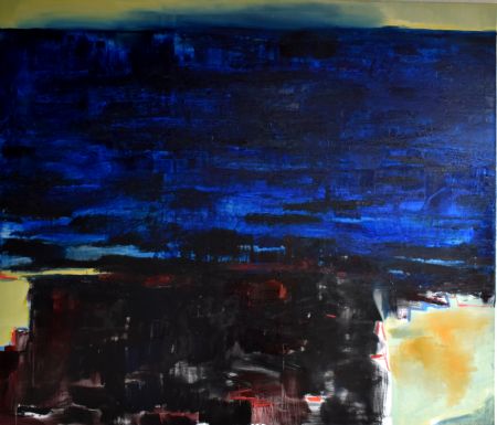 Olie maleri Blaadt hav (2022) af Atelier Krohave malet i 2022