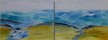 Olie maleri Ved havet, 2 stk af Dorte Sørensen malet i 