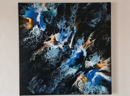 Akryl maleri Blue vibes 1 af Eva Hansen malet i 2023