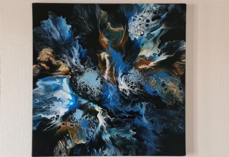 Akryl maleri Blue vibes 2 af Eva Hansen malet i 2023