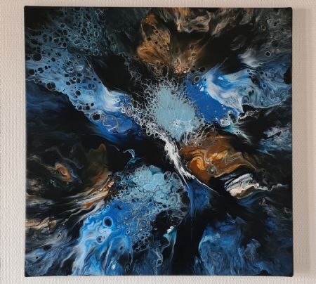 Akryl maleri Blue vibes 3 af Eva Hansen malet i 2023