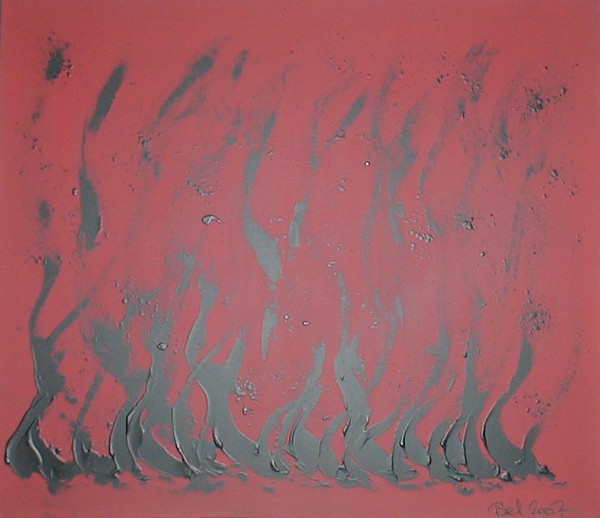 Akryl maleri hav af flammer af Bel malet i 2007