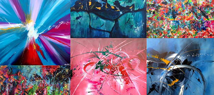 Abstrakte Malerier som collage