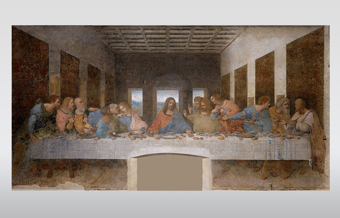 Den Sidste Nadver, viser Jesus siddende ved et bord sammen med sine diciple