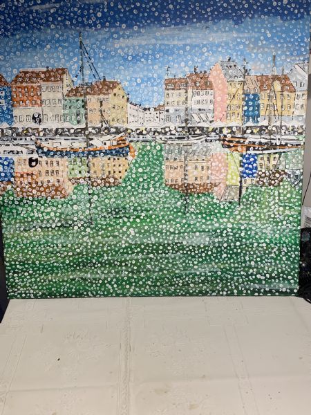 Akryl maleri Nyhavn af kirstenbente pedersen malet i 2024