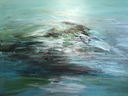 Akryl maleri The Light in the Sea af Annie Hansen malet i 2024