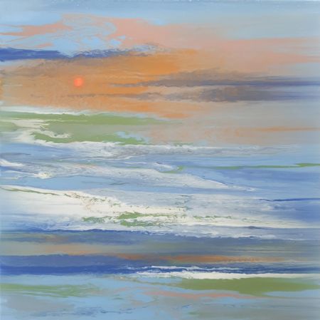 Akryl maleri Solen den røde... af Vibeke Nyholm malet i 2023