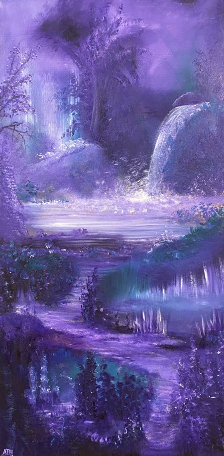 Akryl maleri Purple walk. af Anette Thorup Hansen (ATH) malet i 2024
