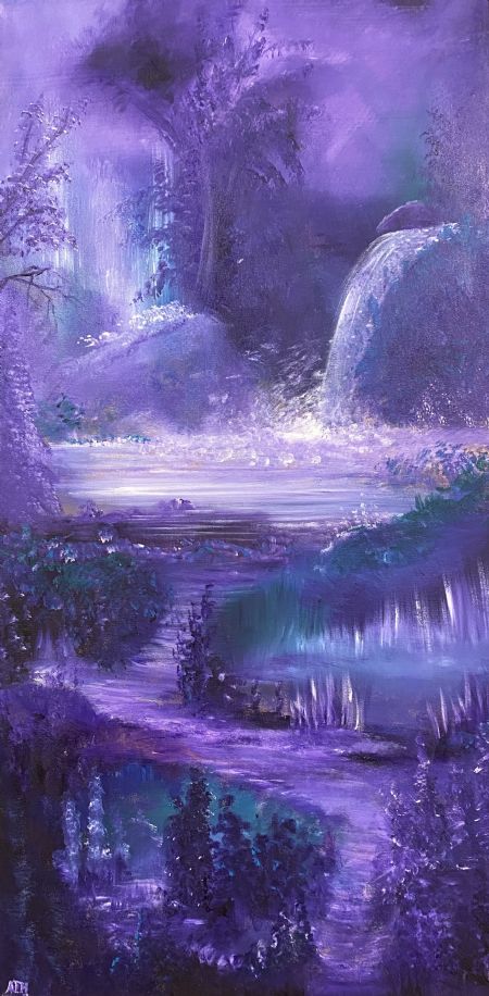 Akryl maleri Solgt, Purple walk. af Anette Thorup Hansen (ATH) malet i 2024