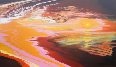 Akryl maleri Når lyset bryder frem af Vibeke Nyholm malet i 2024