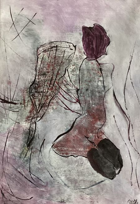 Akryl maleri Abstrakt kvinde af Winnie Huniche malet i 2024