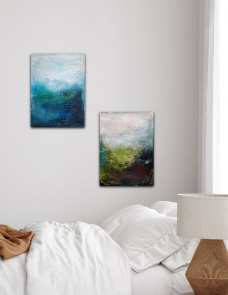 Akryl maleri Ocean lover 2 stk af Karina Døj malet i 2024
