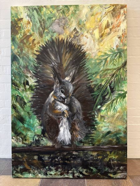 Akryl maleri Egern af Lisbeth Øster malet i 2023