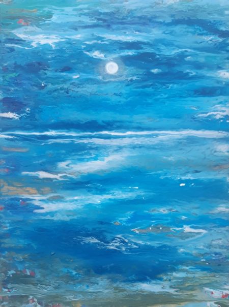 Akryl maleri Du lille måne af Vibeke Nyholm malet i 2024