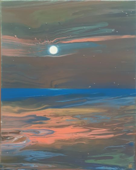 Akryl maleri Månens kraft af Vibeke Nyholm malet i 2024