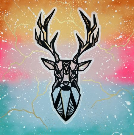 Blandede medier maleri THE DEER af Art by Jannie Nyegaard malet i 2024