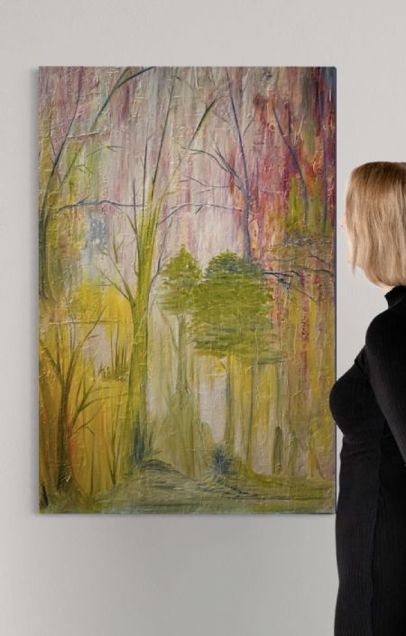 Olie maleri Days in the Wood af Anette Thorup Hansen (ATH) malet i 2023