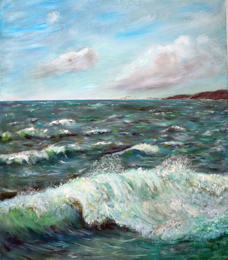 Akryl maleri Bølger på havet af Art by Joe Pearson malet i 2000