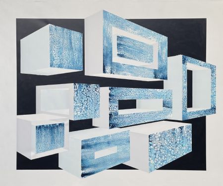 Akryl maleri Bubbles in a box af Lene Unmack Larsen malet i 2023