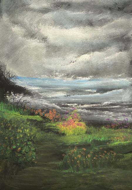 Akryl maleri Stormen kommer af Anette Thorup Hansen (ATH) malet i 2024