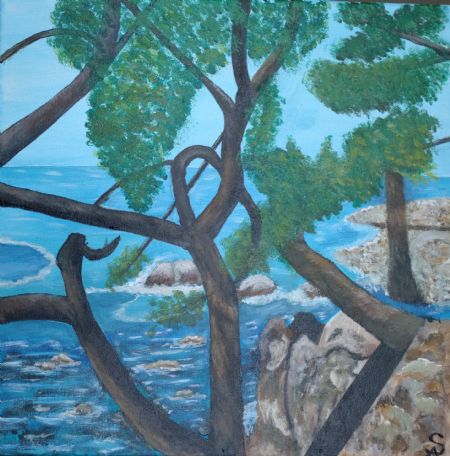 Akryl maleri Kroatien af Sadedin Asanovski malet i 2024