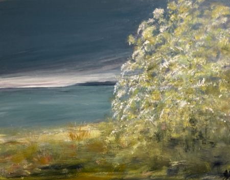 Akryl maleri forårsdag ved øhavet af Anette Mathiesen malet i 2023