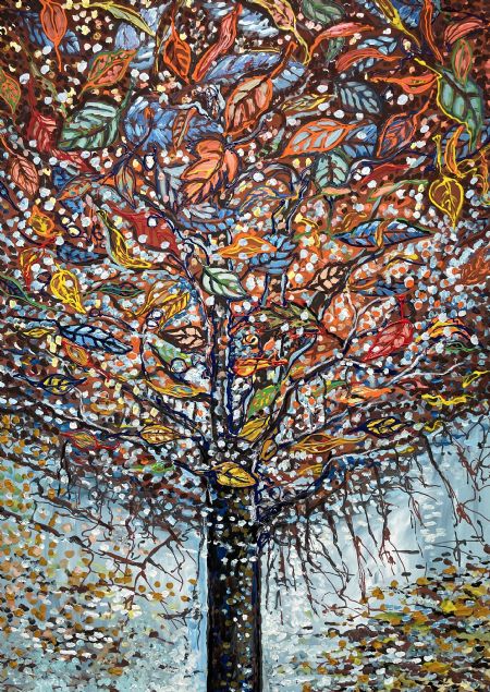 Akryl maleri Carousel Tree af Helene Ehrhardt malet i 2024