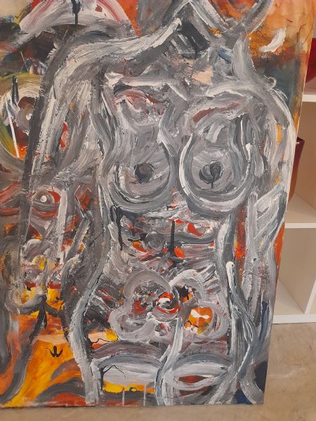 Olie maleri Nøgen dame af Parviz Hormozi malet i 2010