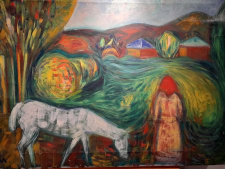 Olie maleri På landet (1959) af Parviz Hormozi malet i 1959