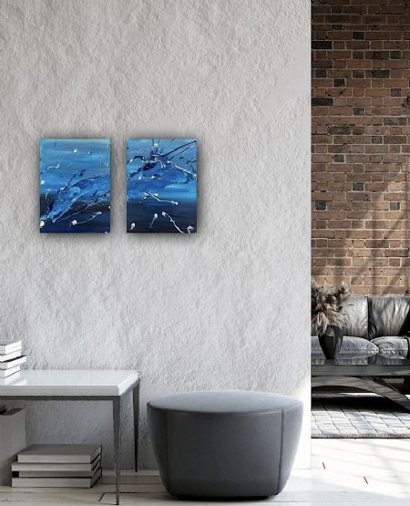 Akryl maleri Havets vildskab af Mikkel Skovgaard malet i 2024