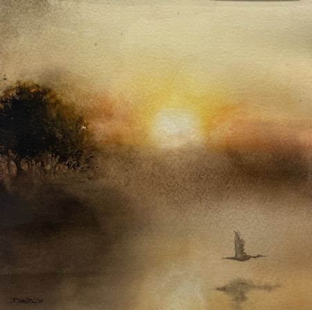 Akvarel maleri Sunset (2024) af Daiva Mazo malet i 2024