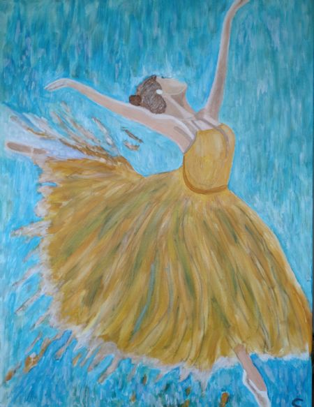 Akryl maleri Ballerina af Sadedin Asanovski malet i 2024
